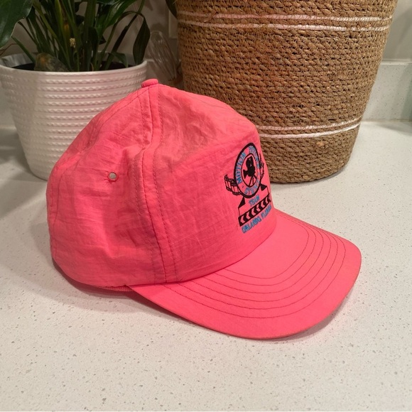 Vintage 90s SnapBack Hat Motion Picture Stunt Team Orlando Florida Hot Pink - Picture 3 of 7